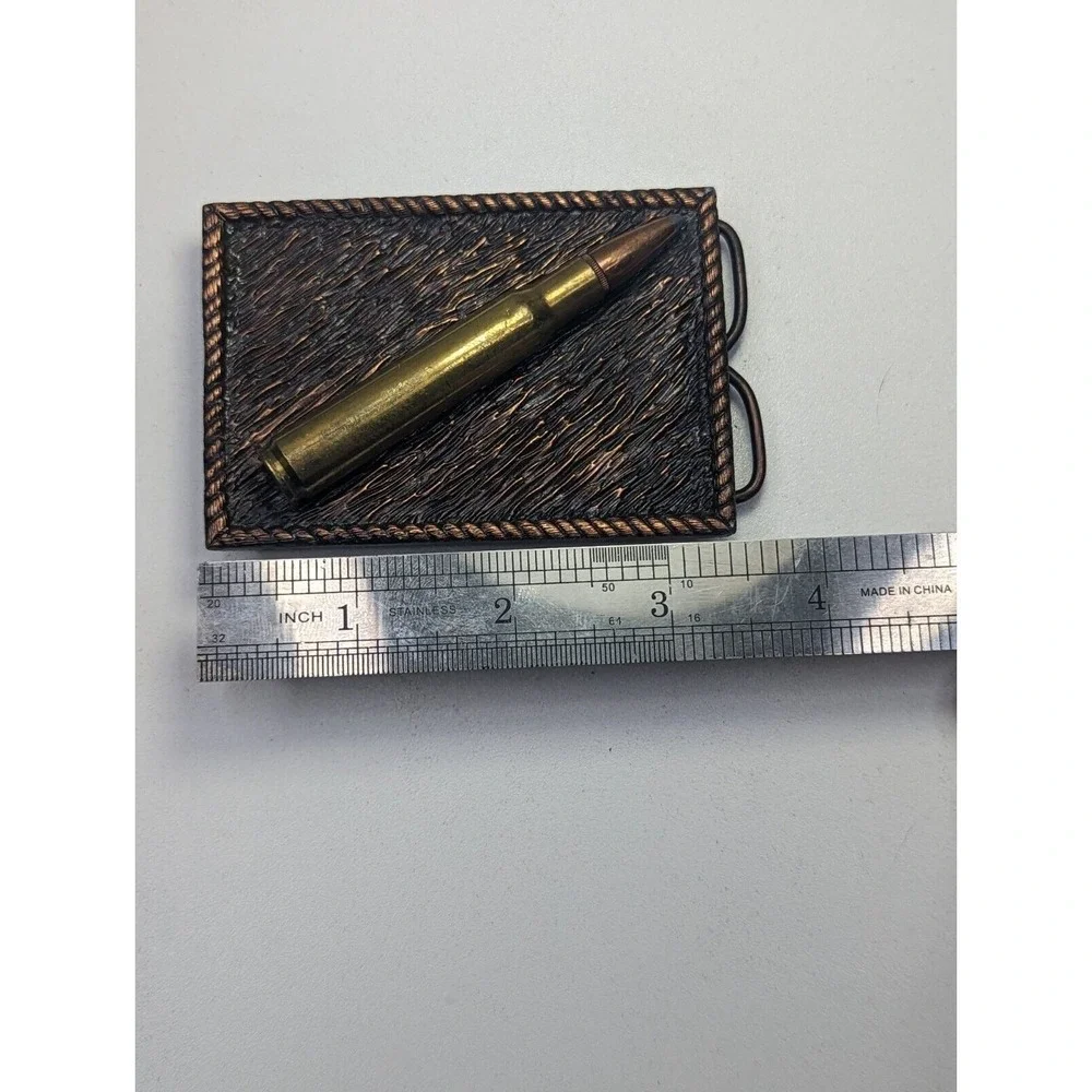 Vintage 1980 Bergamot Brass Works Bullet Belt Buckle Win-Ryan Marketing Bronze